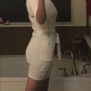 Guess white knit dress, gold zipper, mini